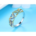 Popular colourful heart ring claw setting zircon heart winding couple ring valentine's day present